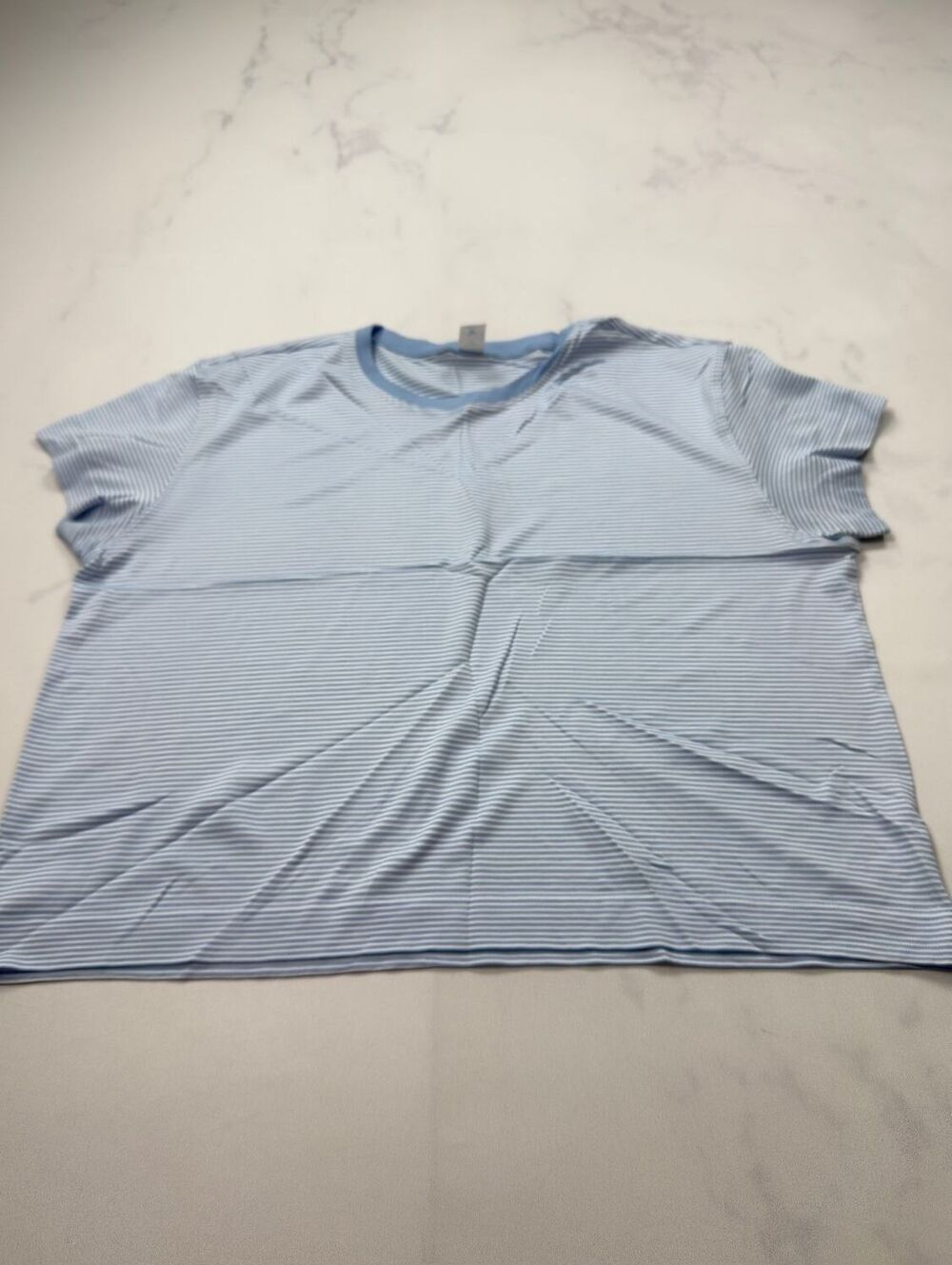 Old Navy Striped T Shirt Light Blue 2010s Minimalist - Womens Regular M